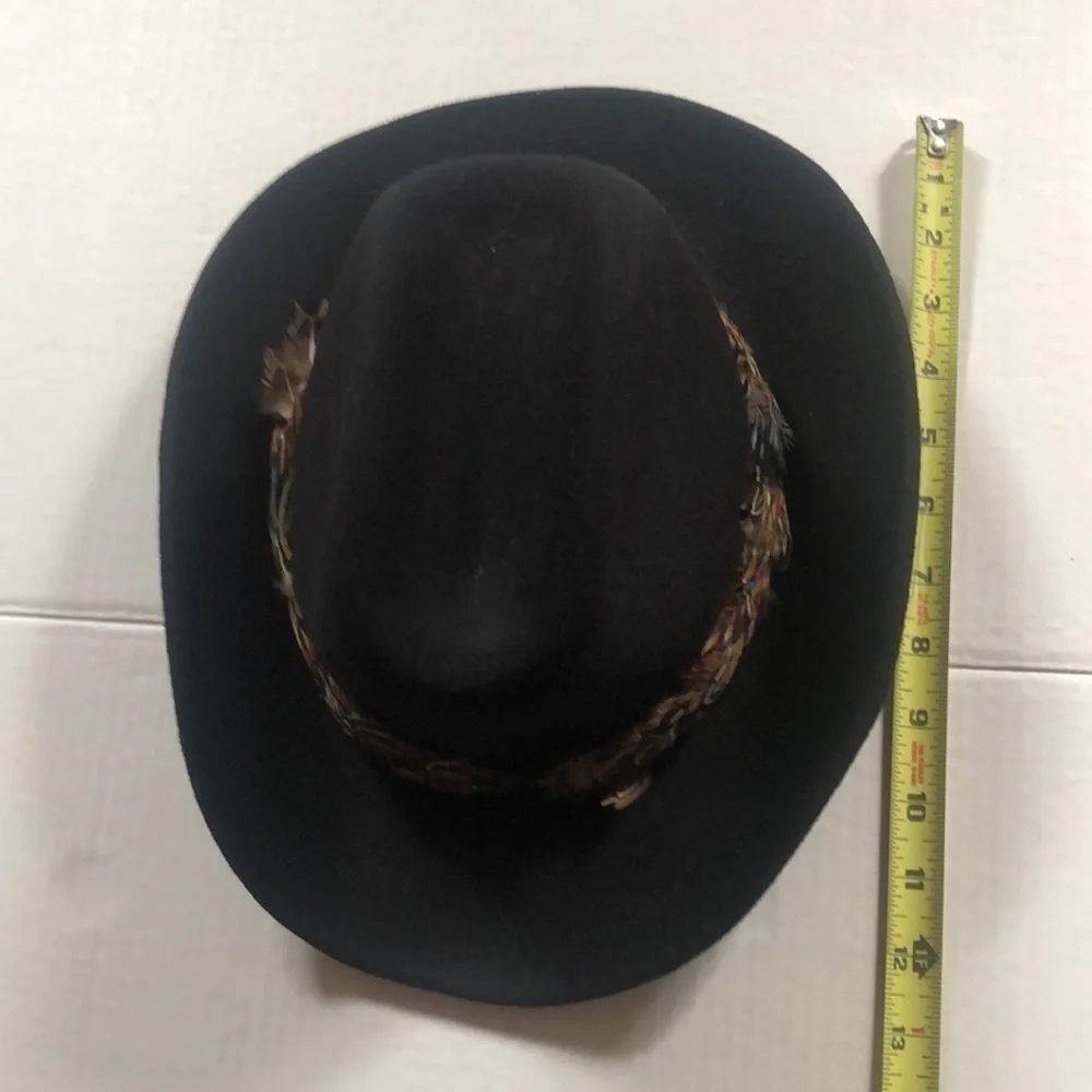 Vintage Henry Margu original creations soft fabric felt hat in black w feathers